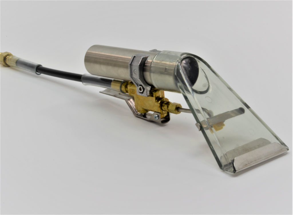 3-1/2' Detailer Wand, Clear Plastic, Brass Valve, stainless steel glides, whip hose and QC