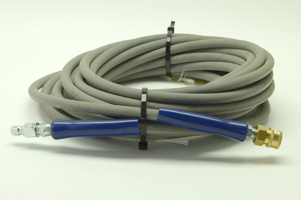 Pressure washer hose, 50ft, 4000psi, gray, w/ quick connects