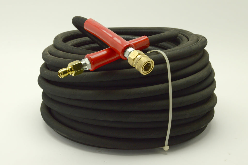 Pressure washer hose, 6000psi, 100ft, black, w/ quick connects