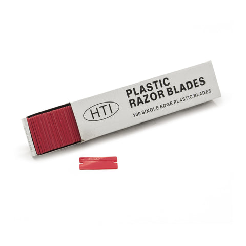 Plastic Razor Blades, Single Sided, Red (100 pack)