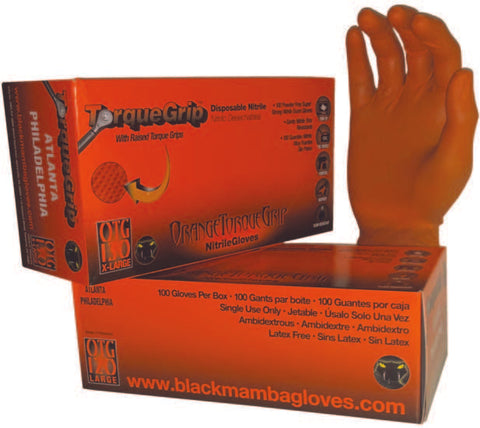 Orange Torque Grip Nitrile Gloves